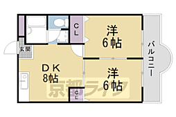 マンション城西 2LDKの間取図画像