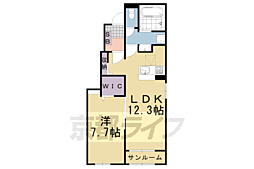 南丹市園部町栄町2号アパート 1LDKの間取図画像