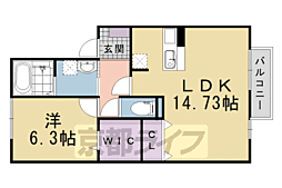 キャトルフィーユ向日町 1LDKの間取図画像