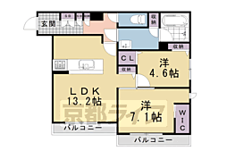 グランコート北浦 2LDKの間取図画像