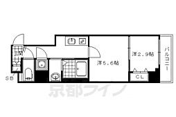 ファーストフィオーレ京都西陣 2Kの間取図画像