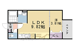 エスペランサ桃山 1LDKの間取図画像