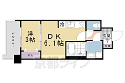 プレサンスTHEKYOTO新町通 1DKの間取図画像