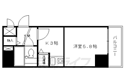 ライオンズマンション京都三条 1Kの間取図画像