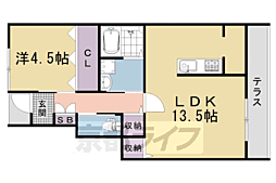 京都市右京区嵯峨折戸町アパート 1LDKの間取図画像
