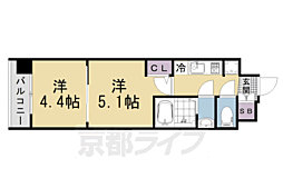 京都市上京区革堂前之町マンション 2Kの間取図画像