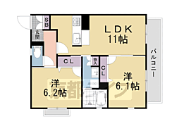 シャルマン這登 2LDKの間取図画像