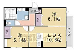 メゾンリーフ 2LDKの間取図画像