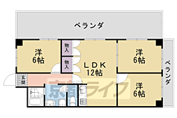 シルバーシャトー太秦 3LDKの間取図画像