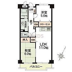 サニーヒル北野 2LDKの間取り