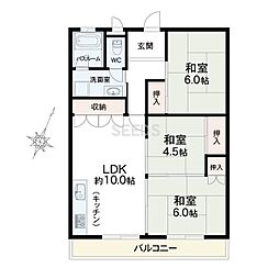 東部市場マンションC棟 3LDKの間取図画像