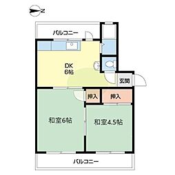 マンション和歌山 2階2DKの間取り