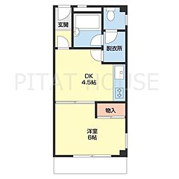 シャンティイ和歌浦 3階1DKの間取り