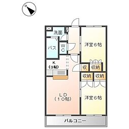 ベイサイドヒル 2階2LDKの間取り