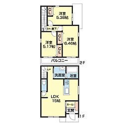 ヤマイチテラス西浜 1階3LDKの間取り