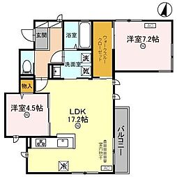 D-ROOM和歌山黒田II 3階2LDKの間取り