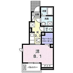 エクレール三宅　II 1階1Kの間取り