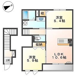 レゴリス 2階2LDKの間取り
