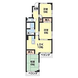 スクエアメゾン和歌山 2階3LDKの間取り