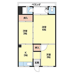 コーポ湊II 1階3Kの間取り
