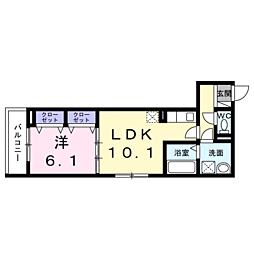 ヒカルサ和歌山本町 2階1LDKの間取り