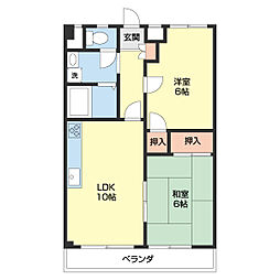 アストロ21 2階2LDKの間取り