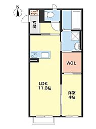 ビルロート 2階1LDKの間取り