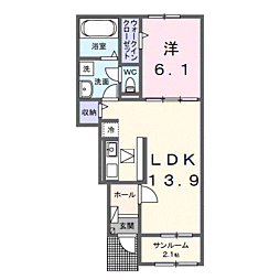 リッチェ・ツリー 1階1LDKの間取り