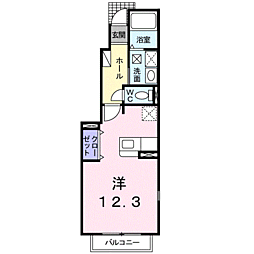 イリーデ西浜 1階ワンルームの間取り