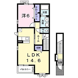 ブルーミー　ＴＨ 2階1LDKの間取り