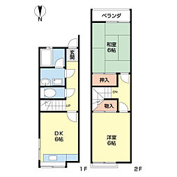 ピュアカントリー 1階2DKの間取り