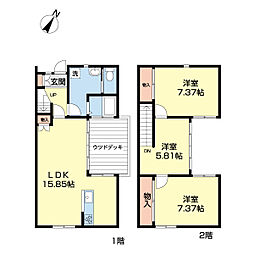 ハーベストＨＩＲＡＴＡIII 1階3LDKの間取り