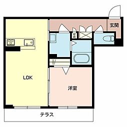 シャーメゾン彩花 1階1LDKの間取り