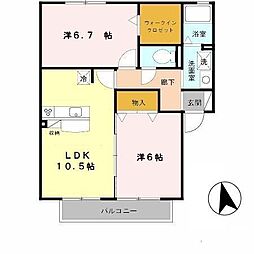 サンヴィレッジ田尻 2LDKの間取図画像