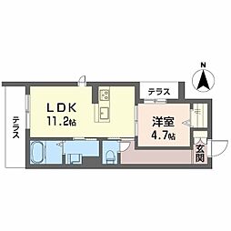 ハルミエールII 1LDKの間取図画像