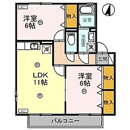 シンフォニーA 2LDKの間取図画像
