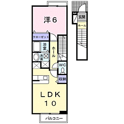 イリーデ西浜 1LDKの間取図画像