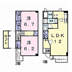 ソレイユM2 2LDKの間取図画像