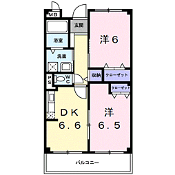 スマイルコーポ西乃庄 2DKの間取図画像