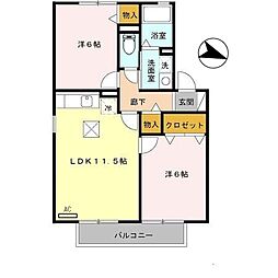 メゾンモンテリベール 2LDKの間取図画像