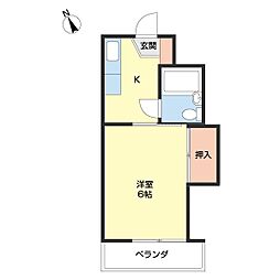 ノーブル栄谷 1Kの間取図画像