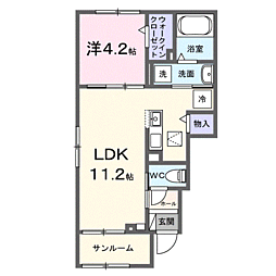 ドリーム岩出 1LDKの間取図画像