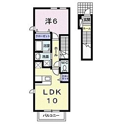 ブリジャール2 1LDKの間取図画像