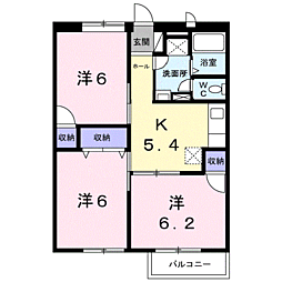 P&FタキナB棟 3Kの間取図画像