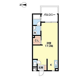 カサベルデ ワンルームの間取図画像