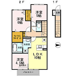 D-room内原A 3LDKの間取図画像