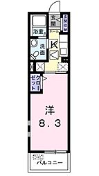 フライハイト 1Kの間取図画像