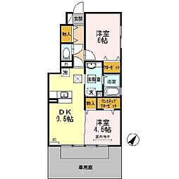 ラシェルデューA 2DKの間取図画像