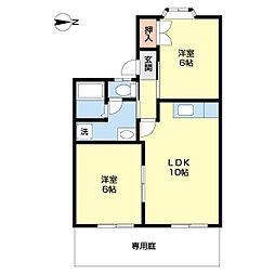 セジュール西浜B 2LDKの間取図画像