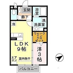 モナリエ道 1LDKの間取図画像